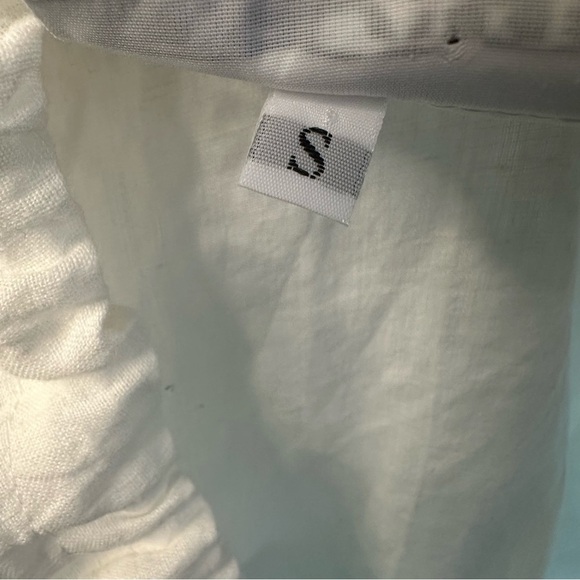 Bryn Walker Kia light linen adjustable drawstring open front vest in White small - Picture 11 of 11